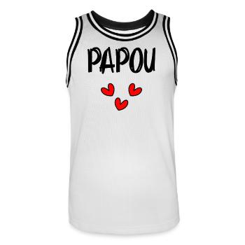 PAPOU. PAPA. FÊTE DES PÈRES. BONNE FÊTE PAPA - Maillot de basket Homme - blanc/noir - Devant - AI Model Male 185 dark (185cm)