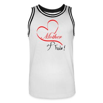 Mother of Two - Men's Basketball Jersey - white/black - Front - AI Model Male 185 dark (185cm)