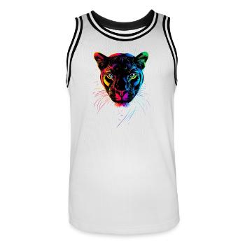 Panther Leopard Raubkatze Süße Großkatze Panter - Männer Basketball-Trikot - Weiß/Schwarz - Vorne - AI Model Male 185 dark (185cm)