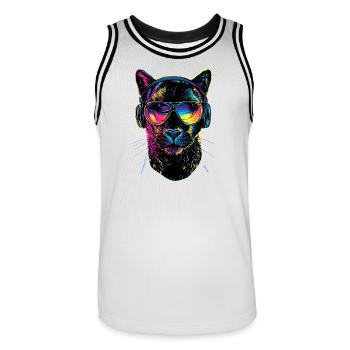 Panther Leopard Raubkatze Süße Großkatze Panter - Männer Basketball-Trikot - Weiß/Schwarz - Vorne - AI Model Male 185 dark (185cm)