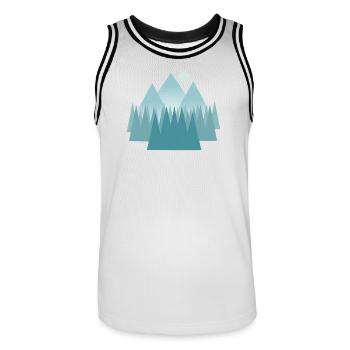 Astral mountain landscape in blue tones - Men's Basketball Jersey - white/black - Front - AI Model Male 185 dark (185cm)