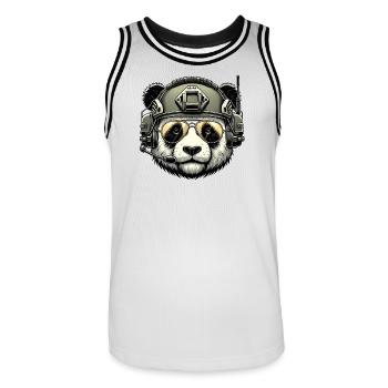 Panda Military Army Design - Maillot de basket Homme - blanc/noir - Devant - AI Model Male 185 dark (185cm)