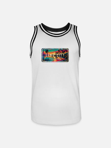 Cebu City – Tropical Retro Sign - Men's Basketball Jersey - white/black