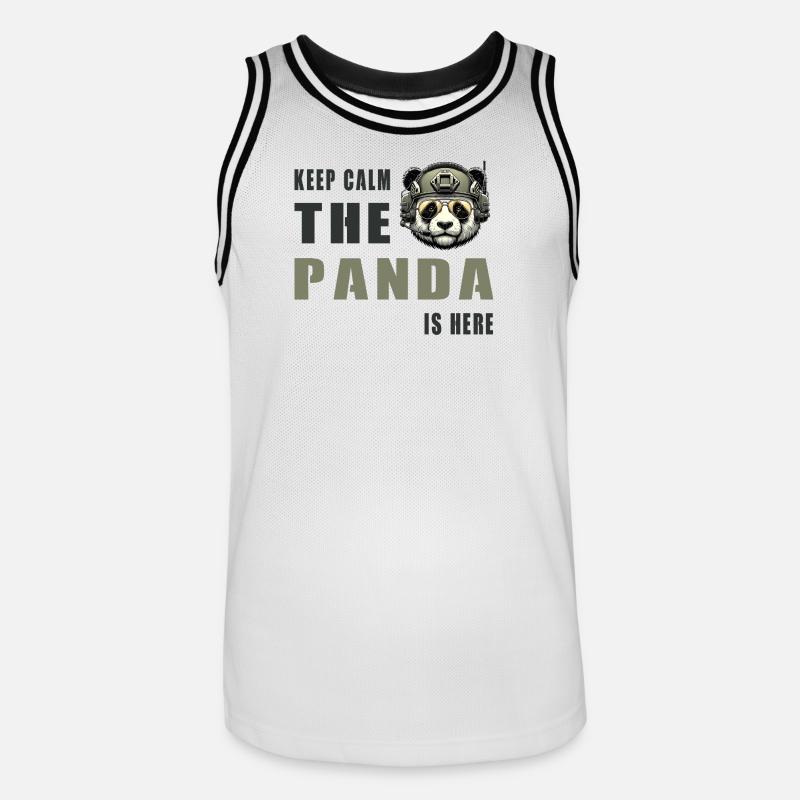 Tactical Panda – Keep Calm - Men's Basketball Jersey - white/black