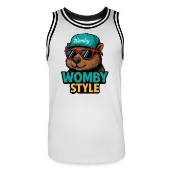 Womby Style Biber mit Sonnenbrillen - Männer Basketball-Trikot - Weiß/Schwarz - Vorne - AI Model Male 185 dark (185cm)