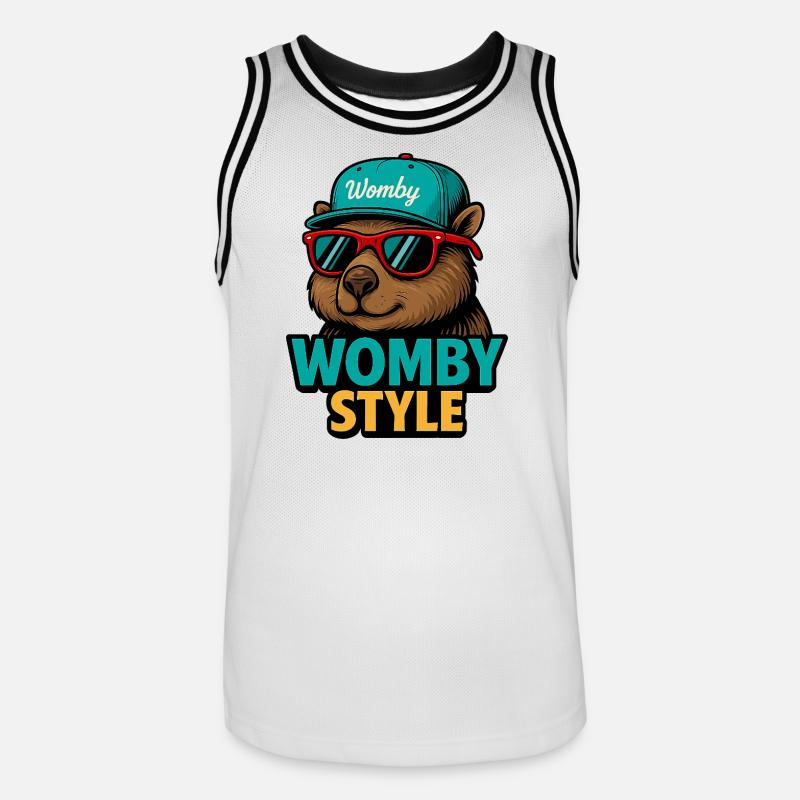 Womby Style Beaver with Sunglasses - Men's Basketball Jersey - white/black