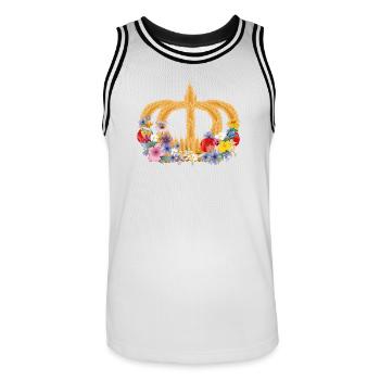 Couronne de blé avec des fleurs – symbole de la nature et de la récolte - Maillot de basket Homme - blanc/noir - Devant - AI Model Male 185 dark (185cm)
