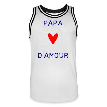 HAPPY FATHER'S DAY. DAD. FATHER'S DAY. FATHER - Men's Basketball Jersey - white/black - Front - AI Model Male 185 dark (185cm)