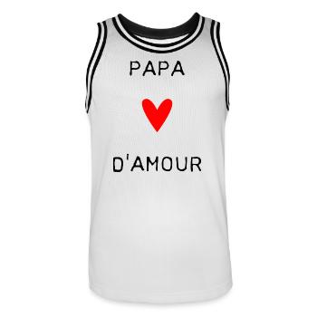 HAPPY FATHER'S DAY. DAD. FATHER'S DAY. FATHER - Men's Basketball Jersey - white/black - Front - AI Model Male 185 dark (185cm)