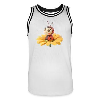 Coccinelle mignonne sur une fleur - Maillot de basket Homme - blanc/noir - Devant - AI Model Male 185 dark (185cm)