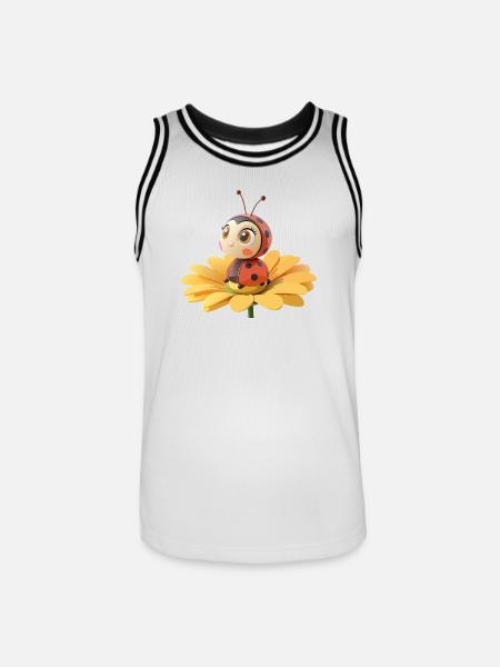 Cute ladybug on a flower - Men's Basketball Jersey - white/black