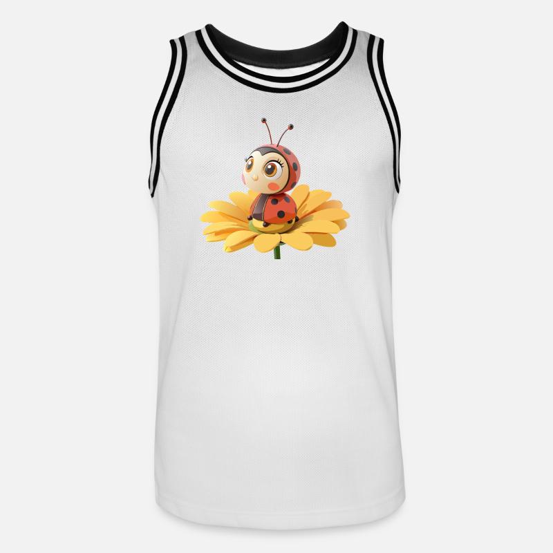 Cute ladybug on a flower - Men's Basketball Jersey - white/black