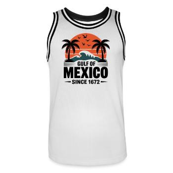 Gulf of Mexico Since 1672 Retro Beach Vibes - Männer Basketball-Trikot - Weiß/Schwarz - Vorne - AI Model Male 185 dark (185cm)