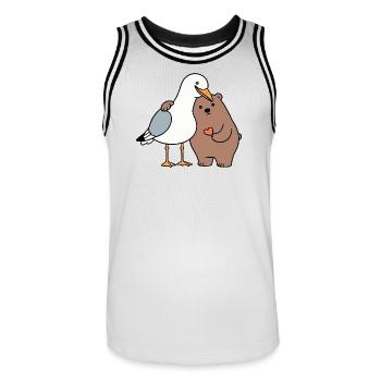 North Sea Seagull Brown Bear Friendship Love Lean - Men's Basketball Jersey - white/black - Front - AI Model Male 185 dark (185cm)