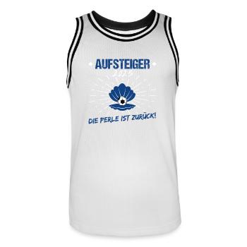 Hamburg Aufstieg - Männer Basketball-Trikot - Weiß/Schwarz - Vorne - AI Model Male 185 dark (185cm)
