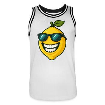 Cool Lemon Sunglasses Summer Fruit Smile - Men's Basketball Jersey - white/black - Front - AI Model Male 185 dark (185cm)