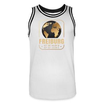 Freiburg - Männer Basketball-Trikot - Weiß/Schwarz - Vorne - AI Model Male 185 dark (185cm)