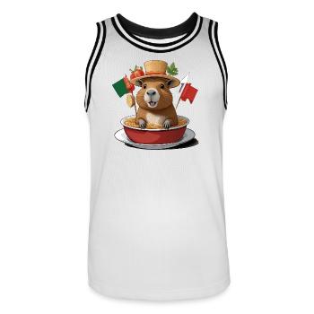 Charmantes Wasserschwein in festlichen Nudeln - Männer Basketball-Trikot - Weiß/Schwarz - Vorne - AI Model Male 185 dark (185cm)