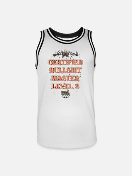 Certified Bullshit Master Level 3 - Men's Basketball Jersey - white/black