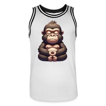 Süßer Gorilla Yoga Meditation Innere Ruhe Cartoon - Männer Basketball-Trikot - Weiß/Schwarz - Vorne - AI Model Male 185 dark (185cm)