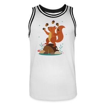 Juggling Squirrel – Funny Forest Scene - Men's Basketball Jersey - white/black - Front - AI Model Male 185 dark (185cm)