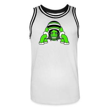 Schildkröte Reggae Musik Rasta Haare Mütze Jamaika - Männer Basketball-Trikot - Weiß/Schwarz - Vorne - AI Model Male 185 dark (185cm)
