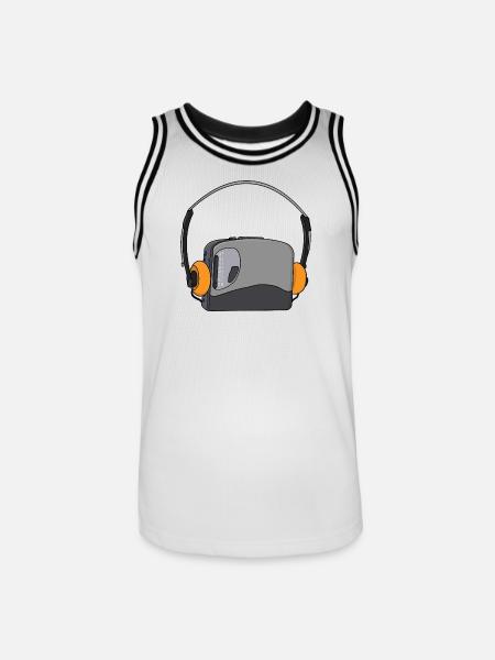 Cool Portable Cassette Audio Player - Men's Basketball Jersey - white/black