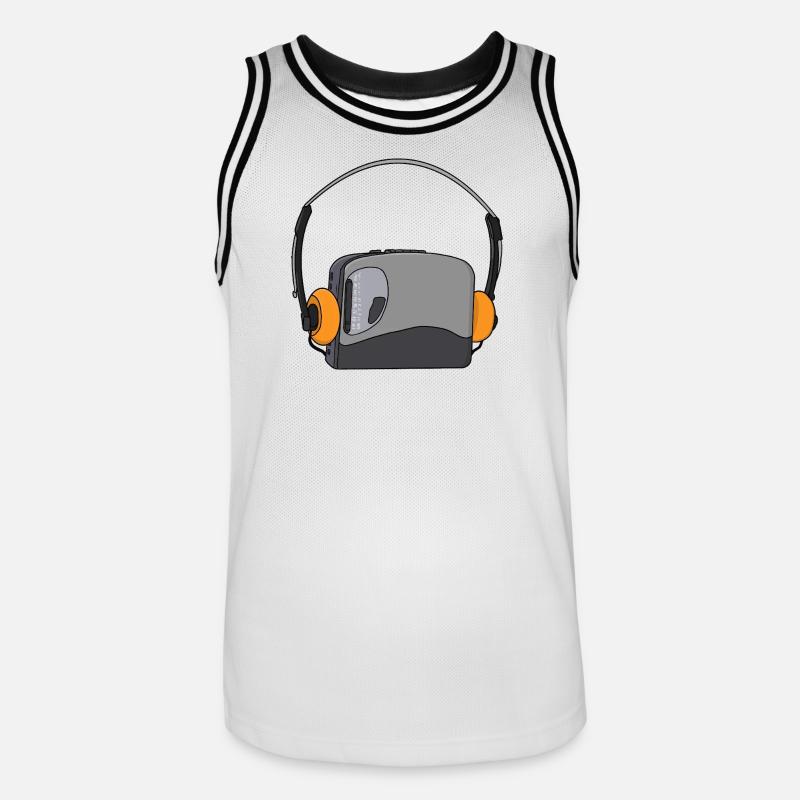 Cool Portable Cassette Audio Player - Men's Basketball Jersey - white/black