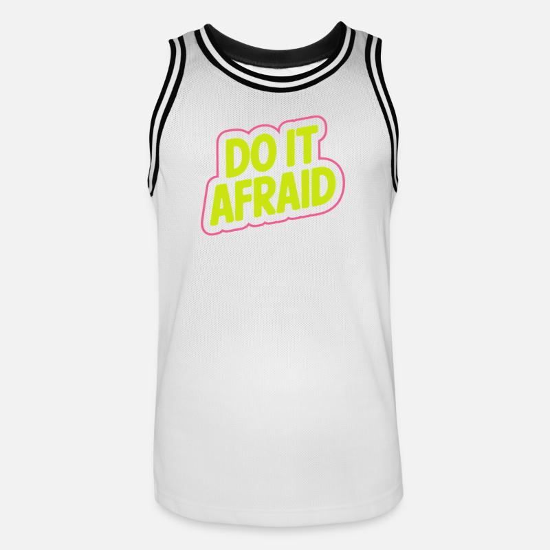 Do It Afraid Mut Weiterentwicklung Motivation - Männer Basketball-Trikot - Weiß/Schwarz