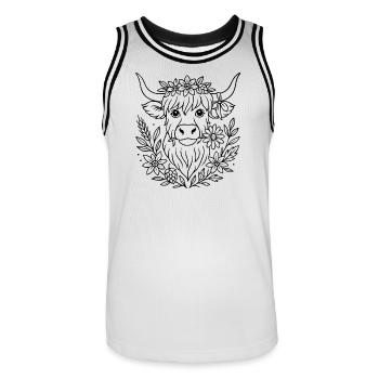 Highland Kuh mit Blumen - Volksfest Design - Männer Basketball-Trikot - Weiß/Schwarz - Vorne - AI Model Male 185 dark (185cm)