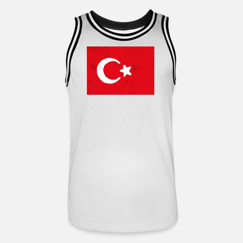 Drapeau turc Impression d’art abstrait - Maillot de basket Homme - blanc/noir