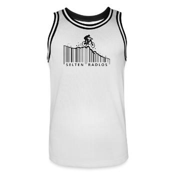 selten radlos barcode downhill mountainbike - Männer Basketball-Trikot - Weiß/Schwarz - Vorne - AI Model Male 185 dark (185cm)