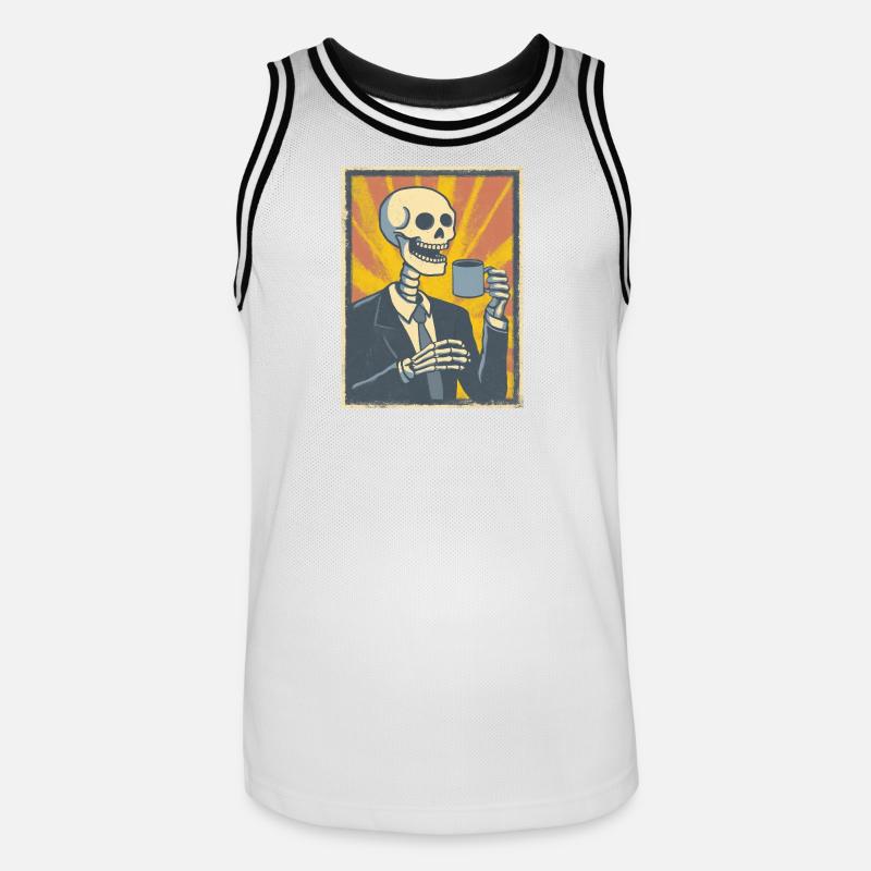 Kaffee oder Grab – was soll’s! - Männer Basketball-Trikot - Weiß/Schwarz