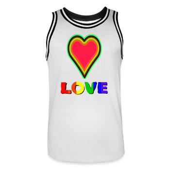 From love comes even more love - Men's Basketball Jersey - white/black - Front - AI Model Male 185 dark (185cm)