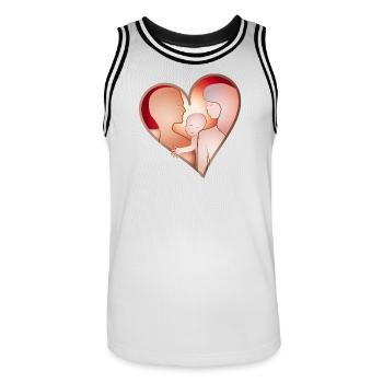 L’amour en famille – Le cœur avec les parents et l’enfant - Maillot de basket Homme - blanc/noir - Devant - AI Model Male 185 dark (185cm)