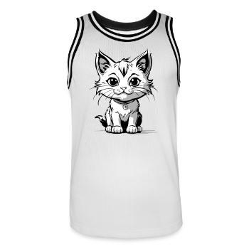 Kittycat - Männer Basketball-Trikot - Weiß/Schwarz - Vorne - AI Model Male 185 dark (185cm)