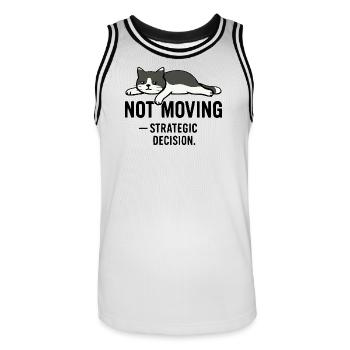 T-shirt Lazy cat – Not moving - Maillot de basket Homme - blanc/noir - Devant - AI Model Male 185 dark (185cm)