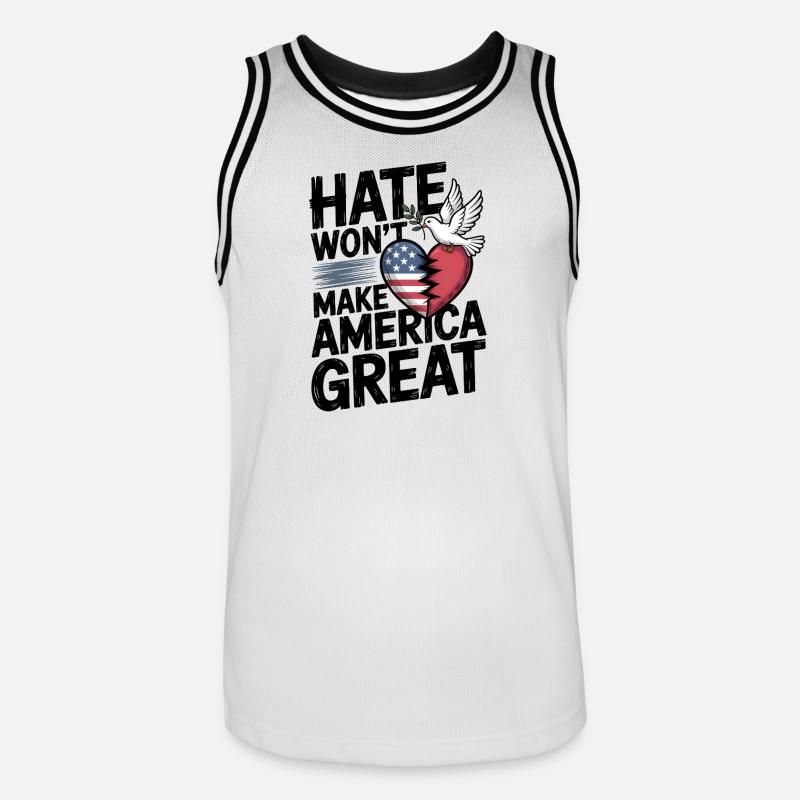 Hass wird Amerika nicht groß machen - Männer Basketball-Trikot - Weiß/Schwarz