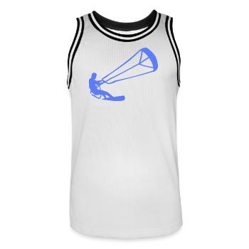 Kitesurfer Silhouette Kiteboarding Adrenalin Sport - Männer Basketball-Trikot - Weiß/Schwarz - Vorne - AI Model Male 185 dark (185cm)
