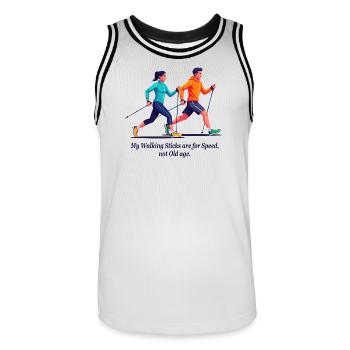 Nordic walking fans - Men's Basketball Jersey - white/black - Front - AI Model Male 185 dark (185cm)