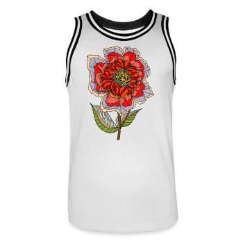 Fleur - Maillot de basket Homme - blanc/noir - Devant - AI Model Male 185 dark (185cm)