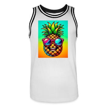 Ananas - Maillot de basket Homme - blanc/noir - Devant - AI Model Male 185 dark (185cm)
