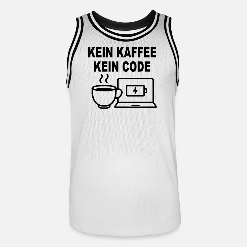 Kein Kaffee Kein Code – Funny Programmer Design - Men's Basketball Jersey - white/black