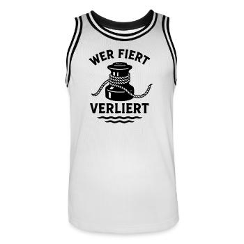 Qui fiert perd le motif de la voile - Maillot de basket Homme - blanc/noir - Devant - AI Model Male 185 dark (185cm)