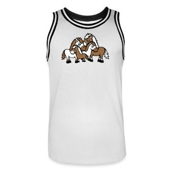 4 Pferde Familie Kinder Mama Papa Vater Mutter süß - Männer Basketball-Trikot - Weiß/Schwarz - Vorne - AI Model Male 185 dark (185cm)
