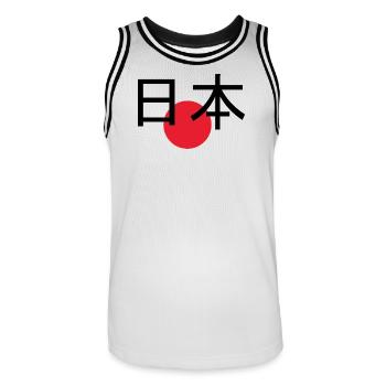 Japon 日本 – Chemise streetwear minimale - Maillot de basket Homme - blanc/noir - Devant - AI Model Male 185 dark (185cm)