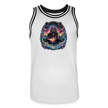 Mystischer Astronaut Musiker Illustration - Männer Basketball-Trikot - Weiß/Schwarz - Vorne - AI Model Male 185 dark (185cm)
