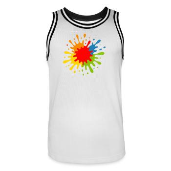 Fröhlicher künstlerischer Spritzer - Männer Basketball-Trikot - Weiß/Schwarz - Vorne - AI Model Male 185 dark (185cm)