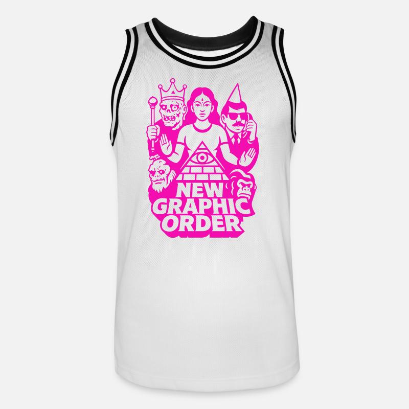 Nouvelle commande graphique Pulp Art rose - Maillot de basket Homme - blanc/noir