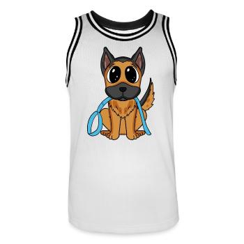Niedlicher Hund mit Schleife - Deutscher Schäferhu - Männer Basketball-Trikot - Weiß/Schwarz - Vorne - AI Model Male 185 dark (185cm)